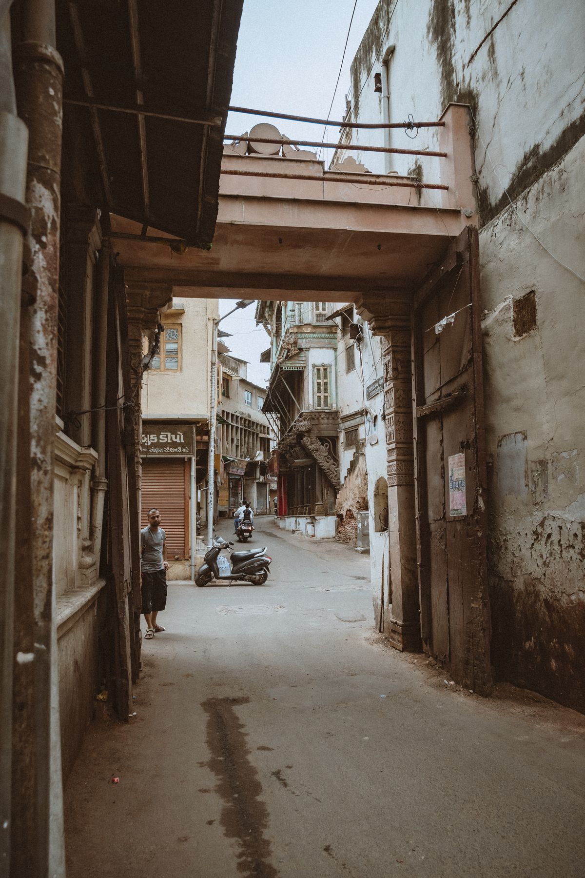 Heritage street architecture in the old city of Ahmedabad